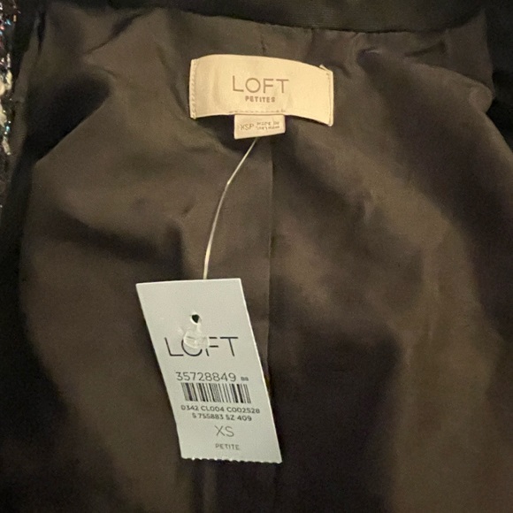 LOFT Size Extra Small Petite Shimmer Tweed Cropped Shirt Jacket/Blazer - Picture 5 of 6